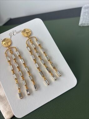 J. Crew Gold Crystal Waterfall Drop Earrings